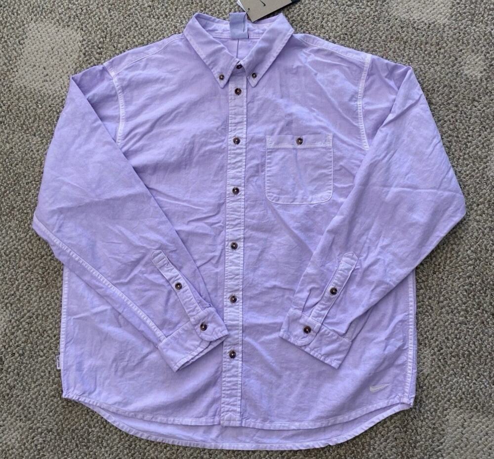 Nike Life Oxford Long Sleeve Shirt Button Up HJ7270-515 Lavender Men's Size XL